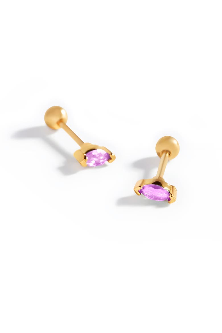 Marquis Gemstone Sleeper Stud Earrings, Alternate, color, Gold  / Blue