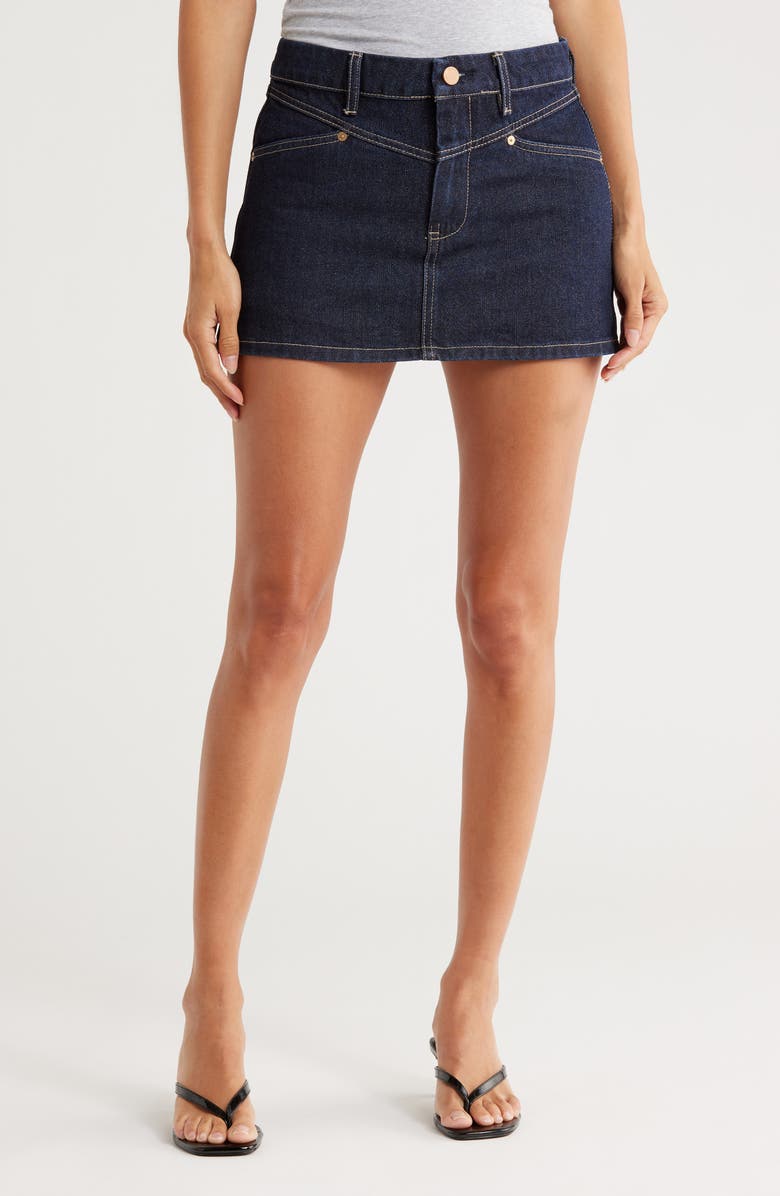 BLANKNYC Metallic Weave Denim Miniskirt, Main, color, Over The Moon