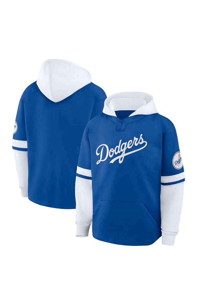 FANATICS Men's Fanatics Royal/White Los Angeles Dodgers Oversized Fire Speed​ Layered Hoodie, Main, color, Royal