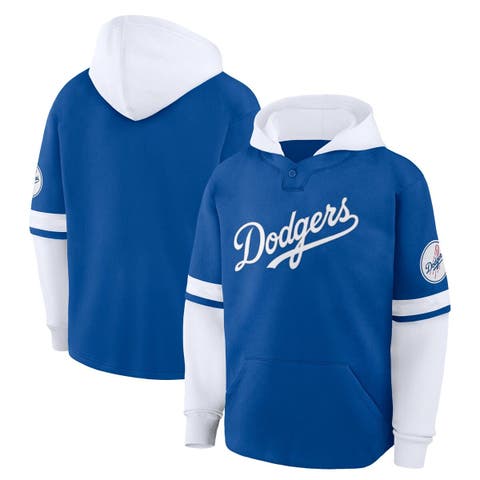 Men's Fanatics Royal/White Los Angeles Dodgers Oversized Fire Speed​ Layered Hoodie