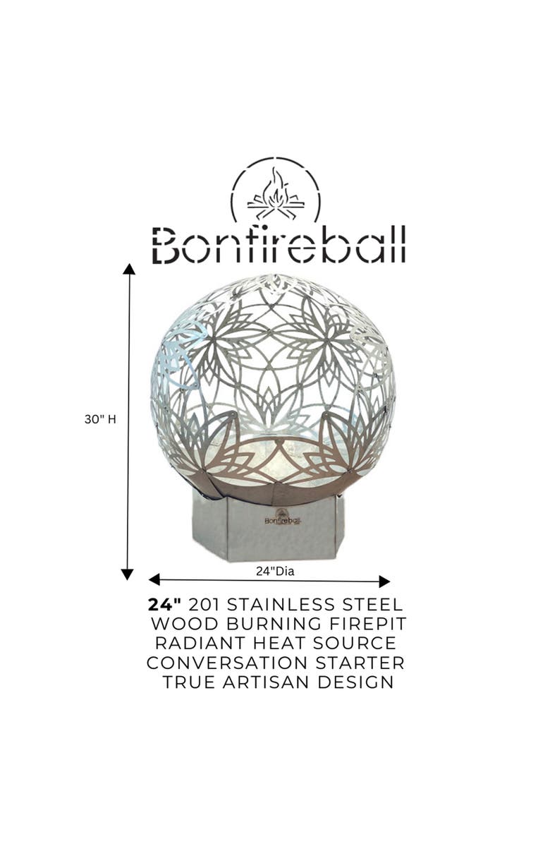 Bonfireball 24" Fire Pit Lotus Base & Cover, Alternate, color, Multicolored