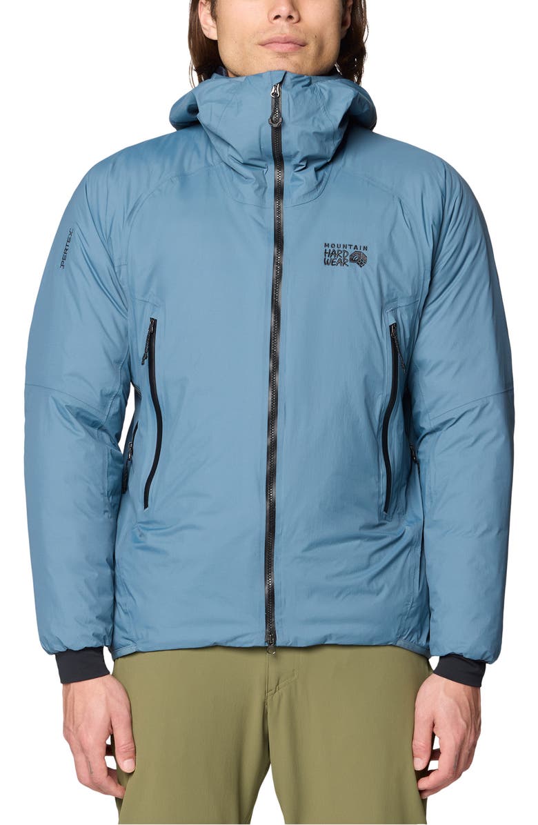 Mountain Hardwear Storm Whisperer 800-Fill Down Hooded Insulated Jacket, Alternate, color, Adriatic Blue