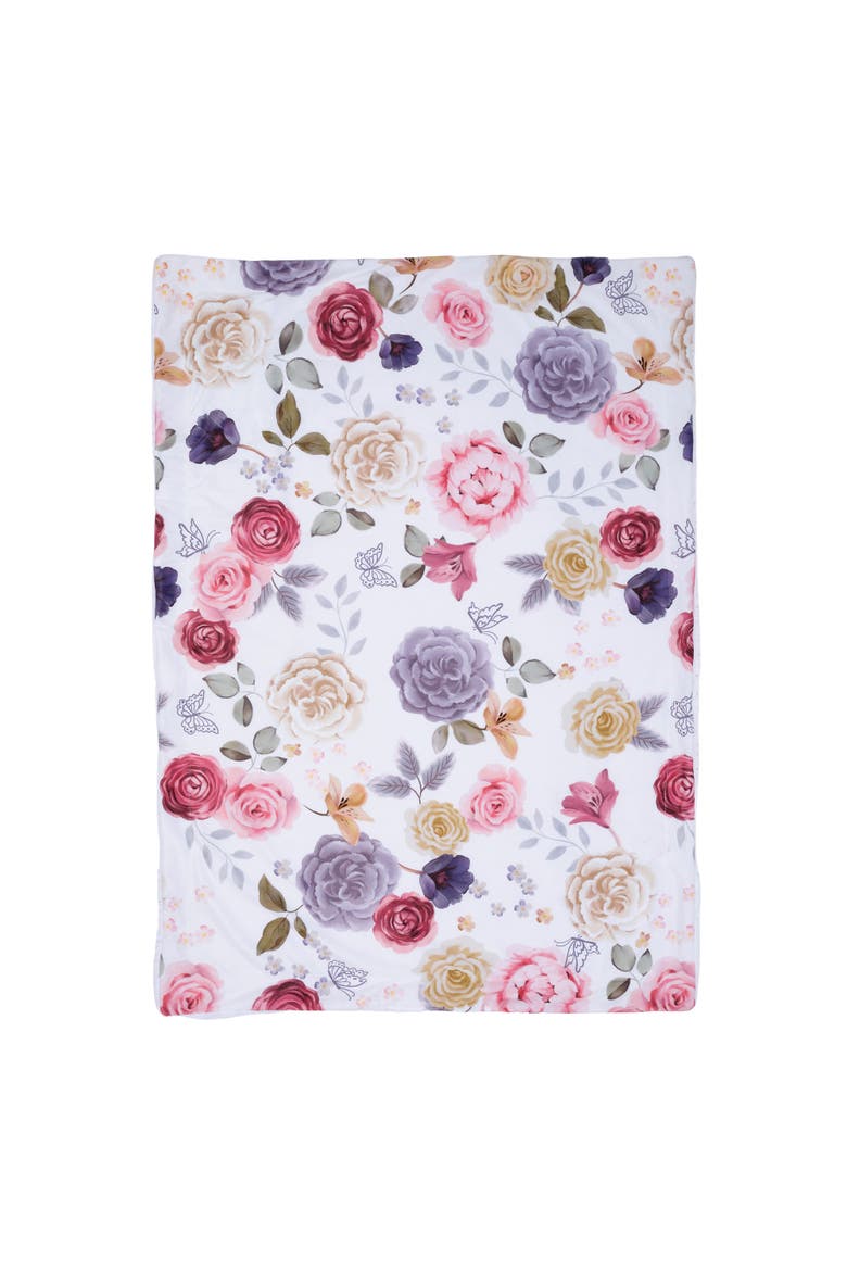 Secret Garden Ultra-Soft Fleece/Minky Floral Baby Blanket, Alternate, color, White