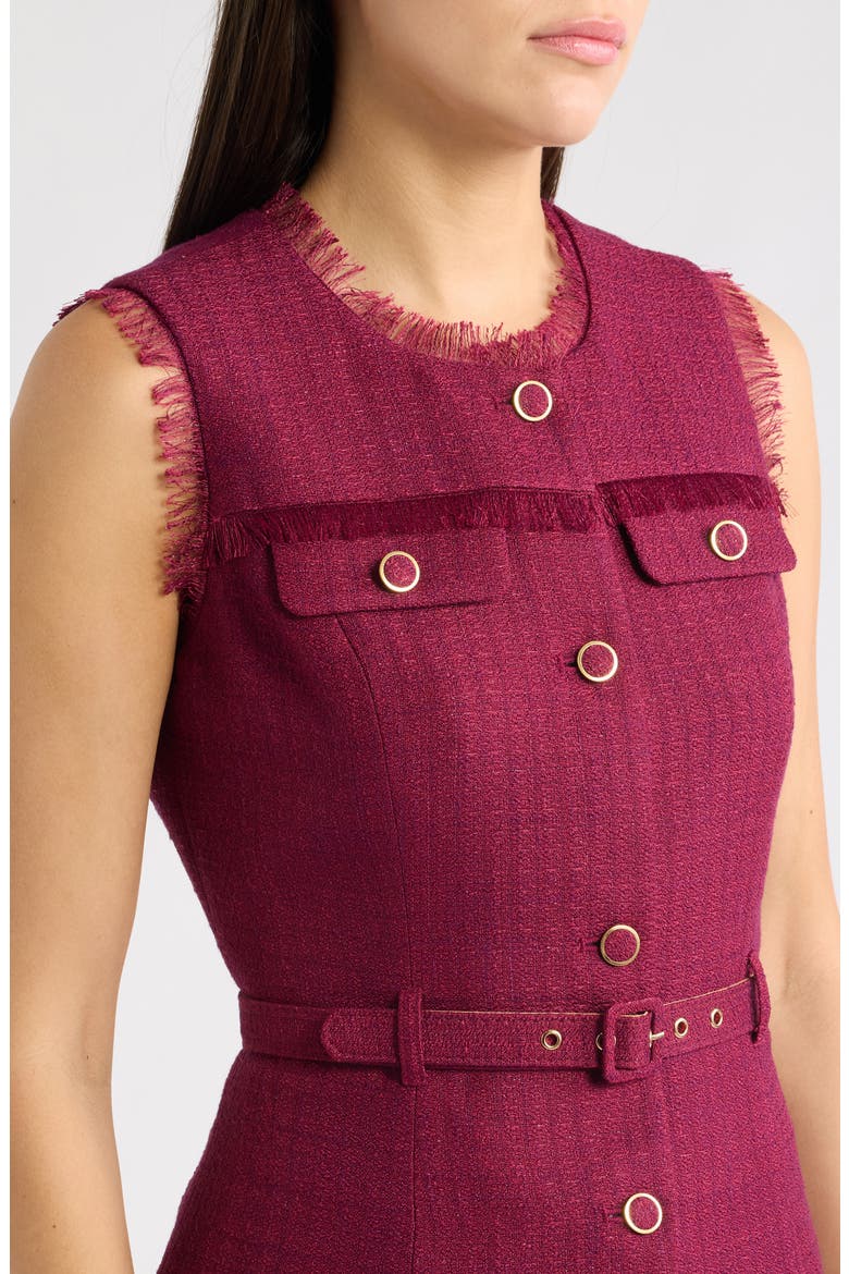 Metallic Belted Bouclé Vest, Alternate, color, CRANBERRY