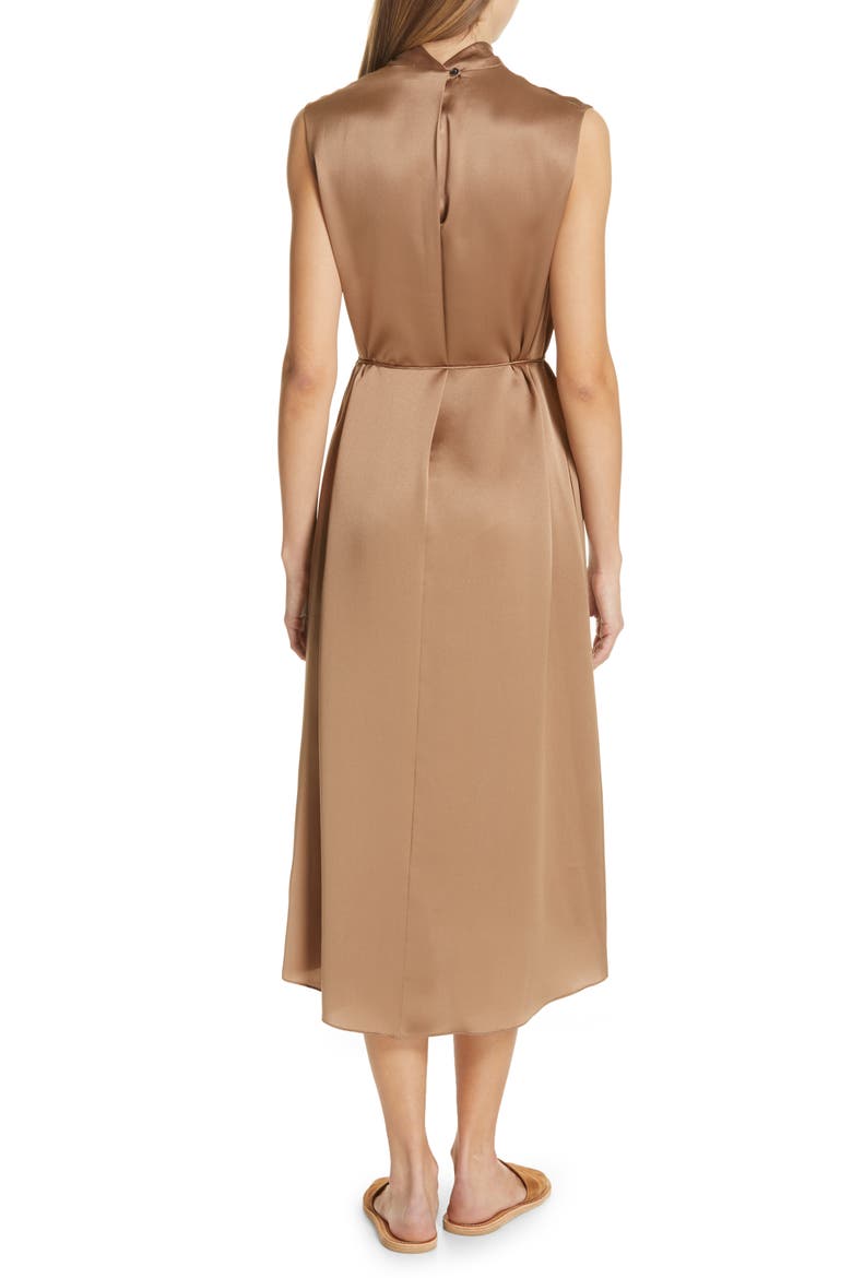 Knot Neck Tie Waist Midi Dress, Alternate, color, EARTH