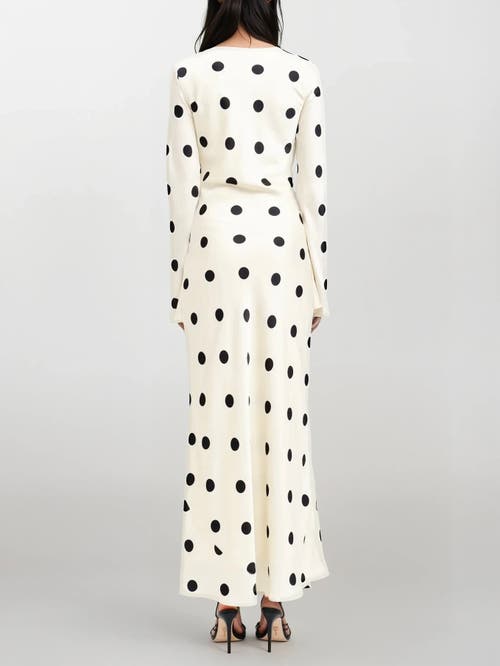 Sisterly Clara Polka-dot Long Sleeve Gown In Neutral