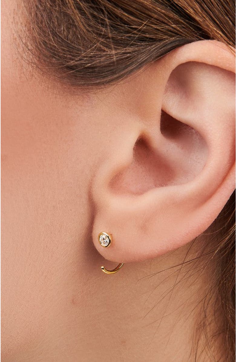 Little Sky Stone Moissanite Open Hoop Earrings, Alternate, color, 