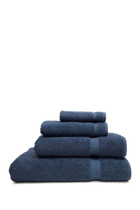 Midnight Blue Herringbone 4-Piece Towel Set