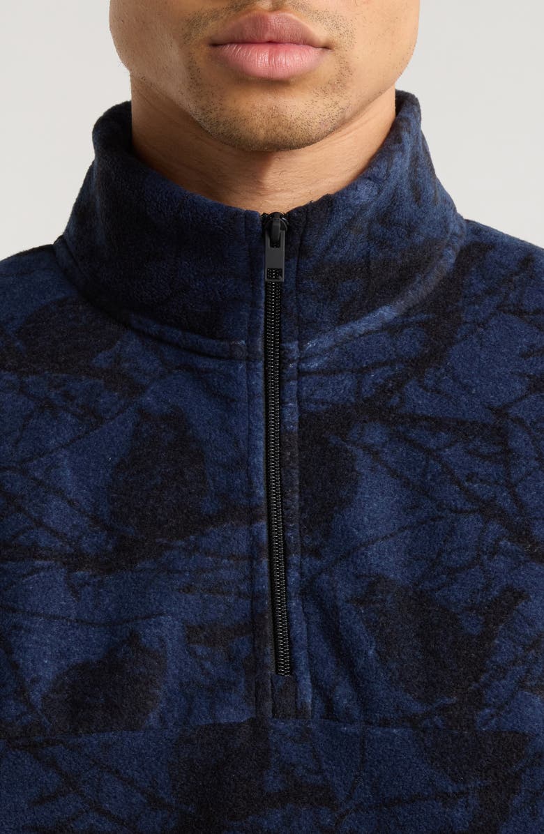 Quiet Golf Owl Tree Quarter Zip Fleece Pullover, Alternate, color, Navy