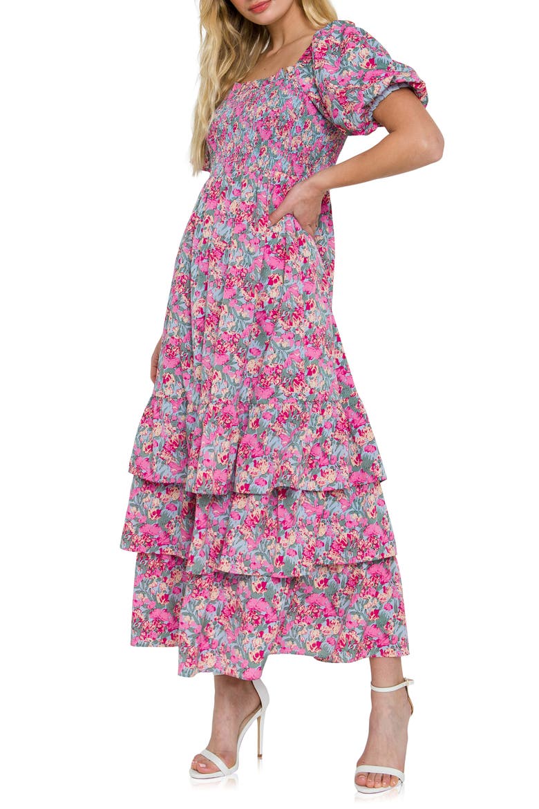 Floral Print Maxi Dress, Alternate, color, PINK MULTI
