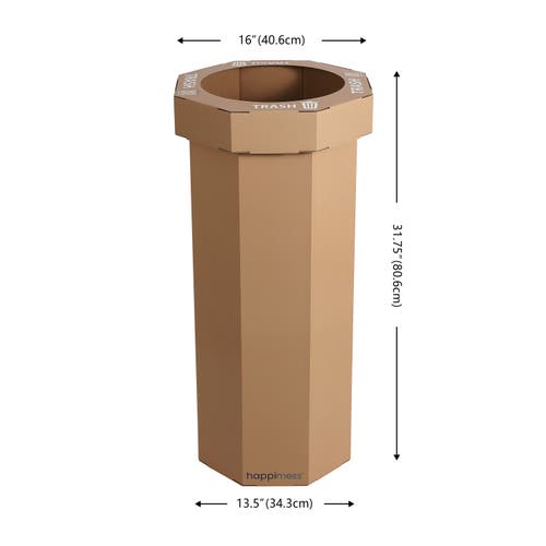 Happimess Fleur 25-gallon Classic Disposable Corrugated Cardboard Event Trash Can And Recycling Bin In Brown
