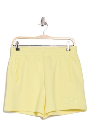 Dkny Embroidered Logo Fleece Shorts In Citrus