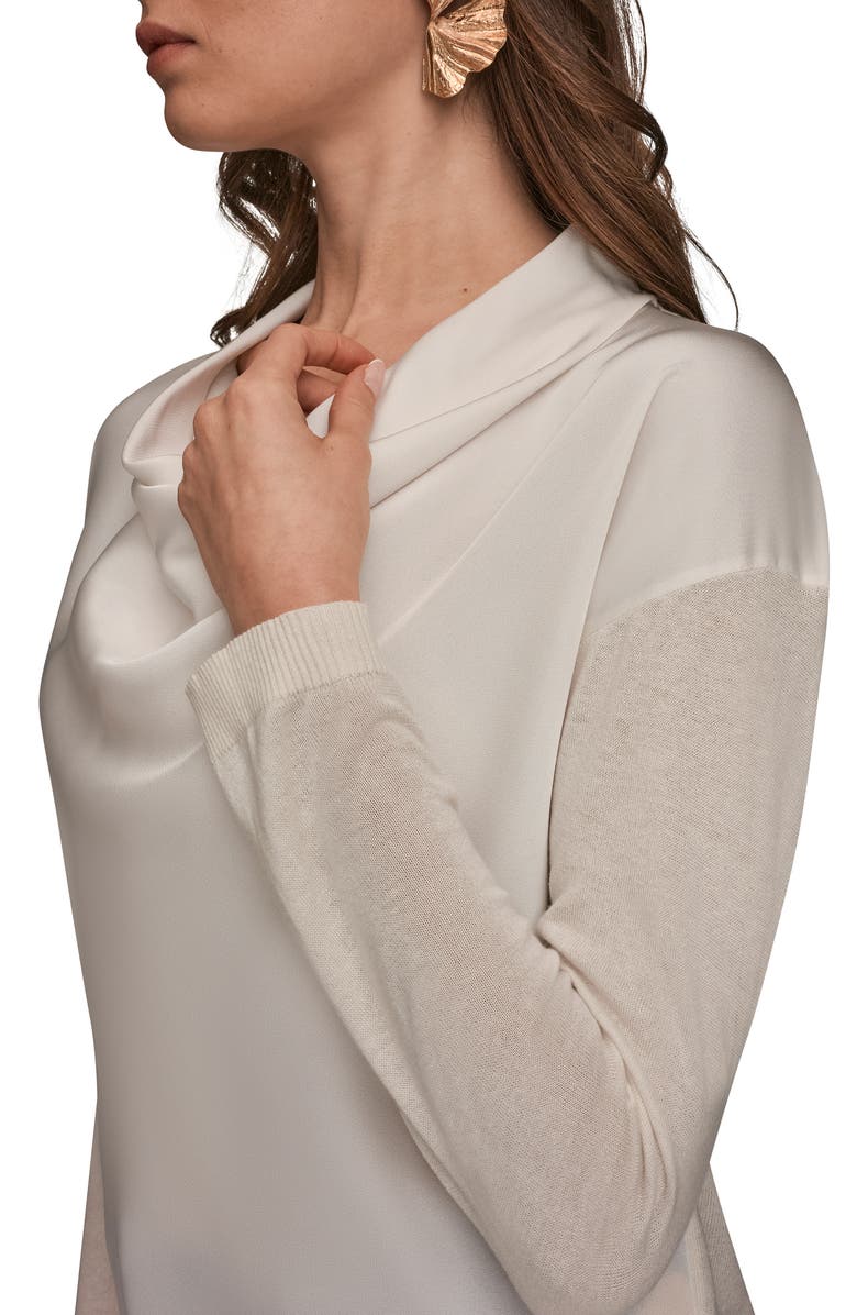 Donna Karan New York Mixed Media Cowl Neck Top, Alternate, color,