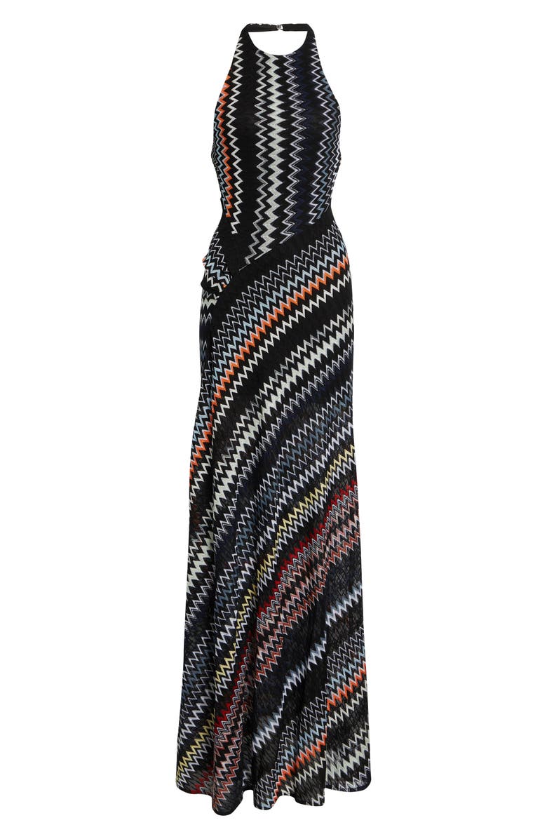 Missoni Chevron Halter Maxi Dress, Alternate, color, Multicolor W Blk Bs