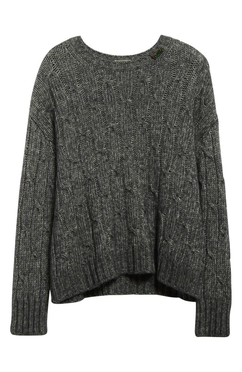 Max Mara Cabaret Oversize Cotton & Alpaca Blend Sweater, Alternate, color, Dark Grey