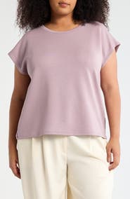 T Tahari Cap Sleeve Scuba Knit T-Shirt