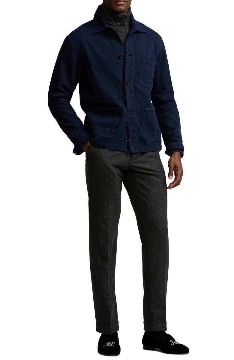 Ralph Lauren Purple Label Cotton Herringbone Button-Up Chore Coat, Alternate, color, 