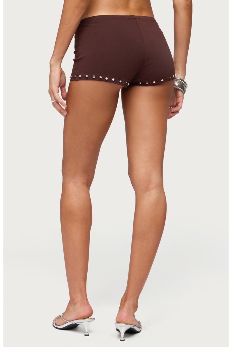 Ariadna Studded Micro Shorts, Alternate, color, DARK-BROWN