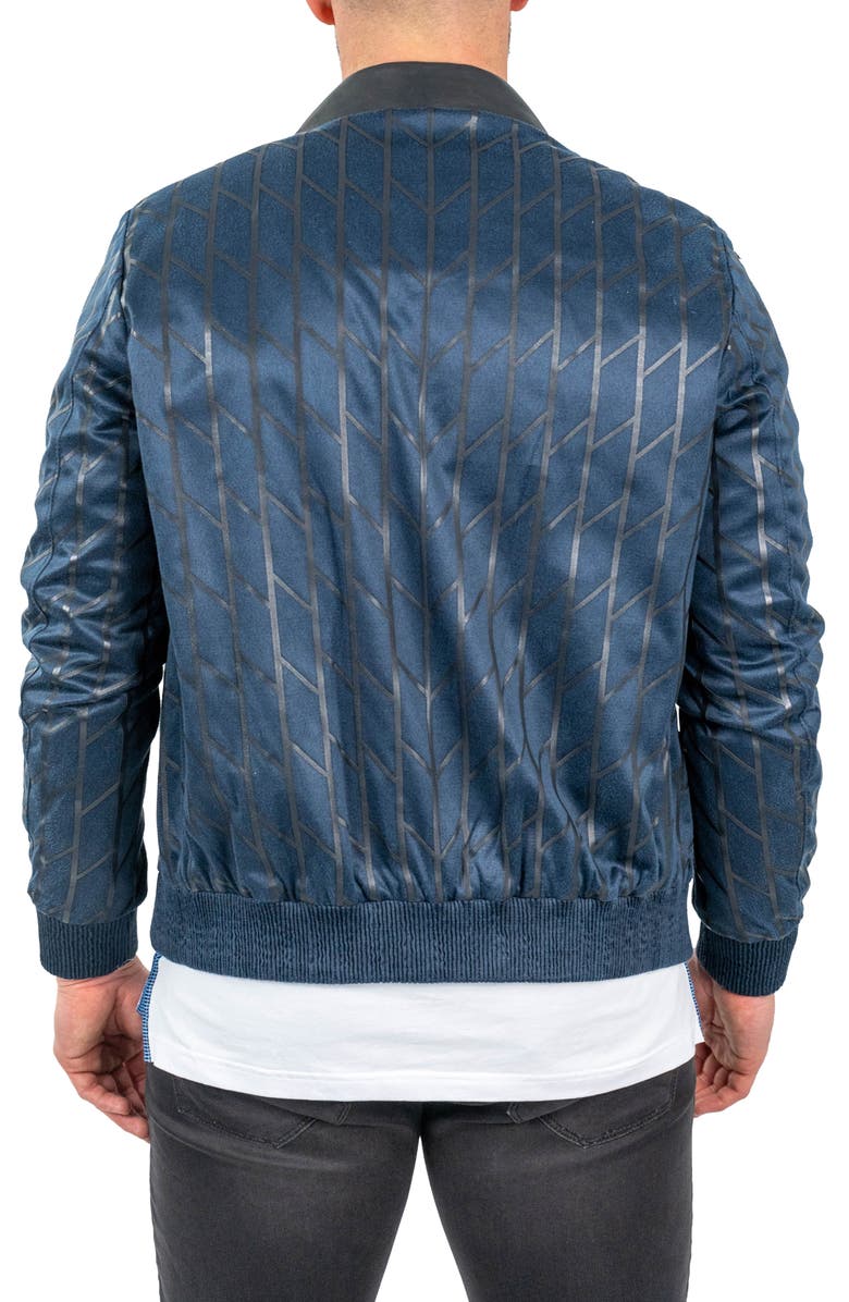 Maceoo Ladder Print Leather Jacket, Alternate, color, Blue