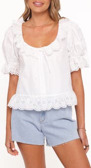 Petal & Pup Anouk Eyelet Trim Button-Up Top