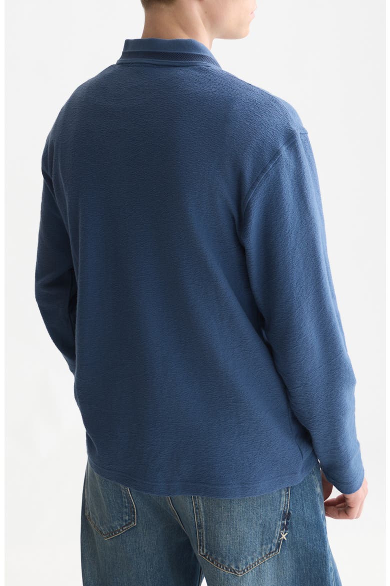 Long Sleeve Structured Cotton Polo, Alternate, color, ENSIGN BLUE