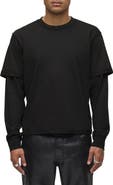 Hudson Jeans Hybrid Layered Long Sleeve Cotton T-Shirt