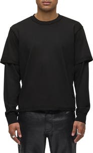 Hudson Jeans Hybrid Layered Long Sleeve Cotton T-Shirt