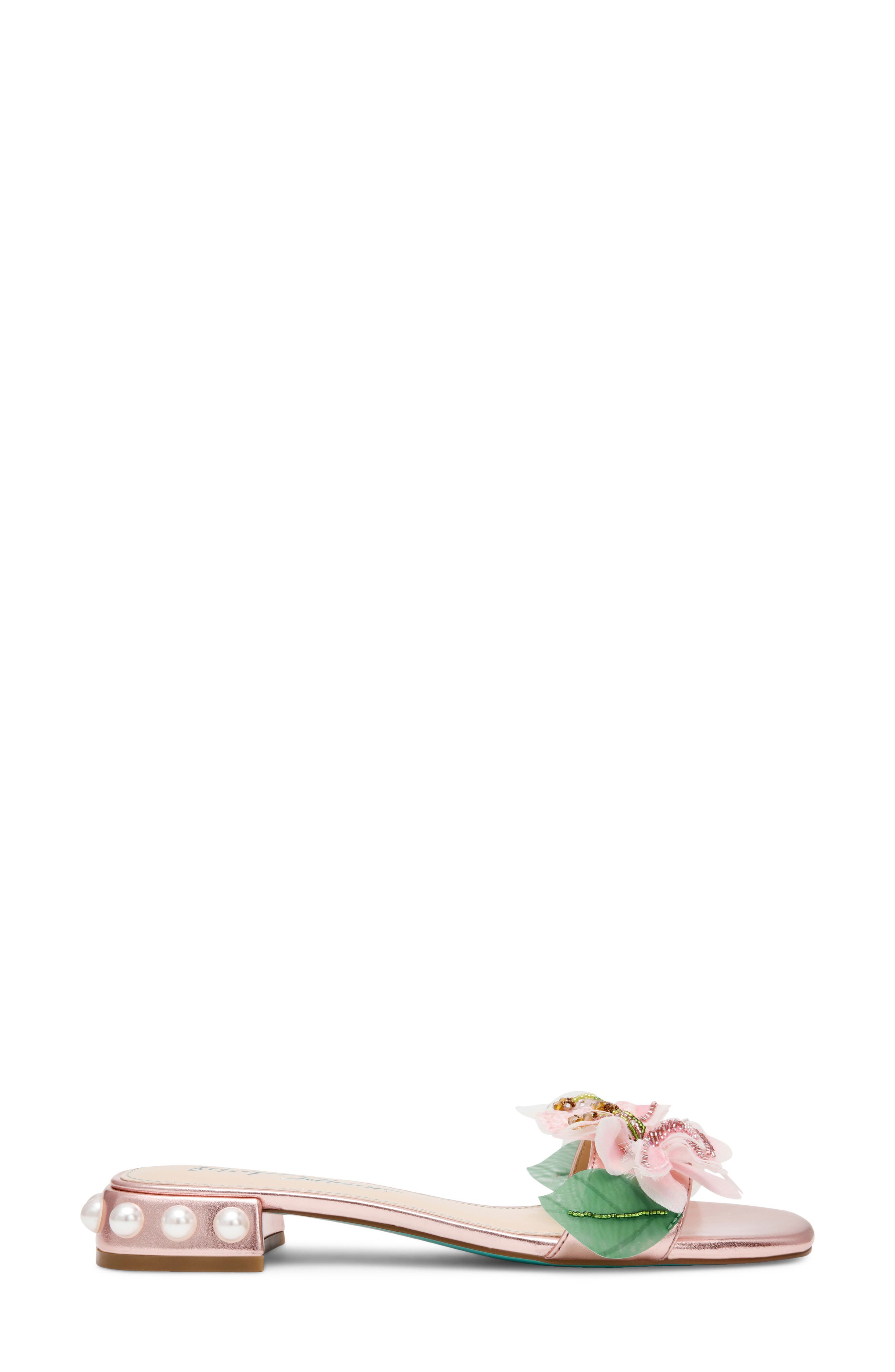 Betsey Johnson Rosia Beaded Flower Sandal, Alternate, color, Light Pink