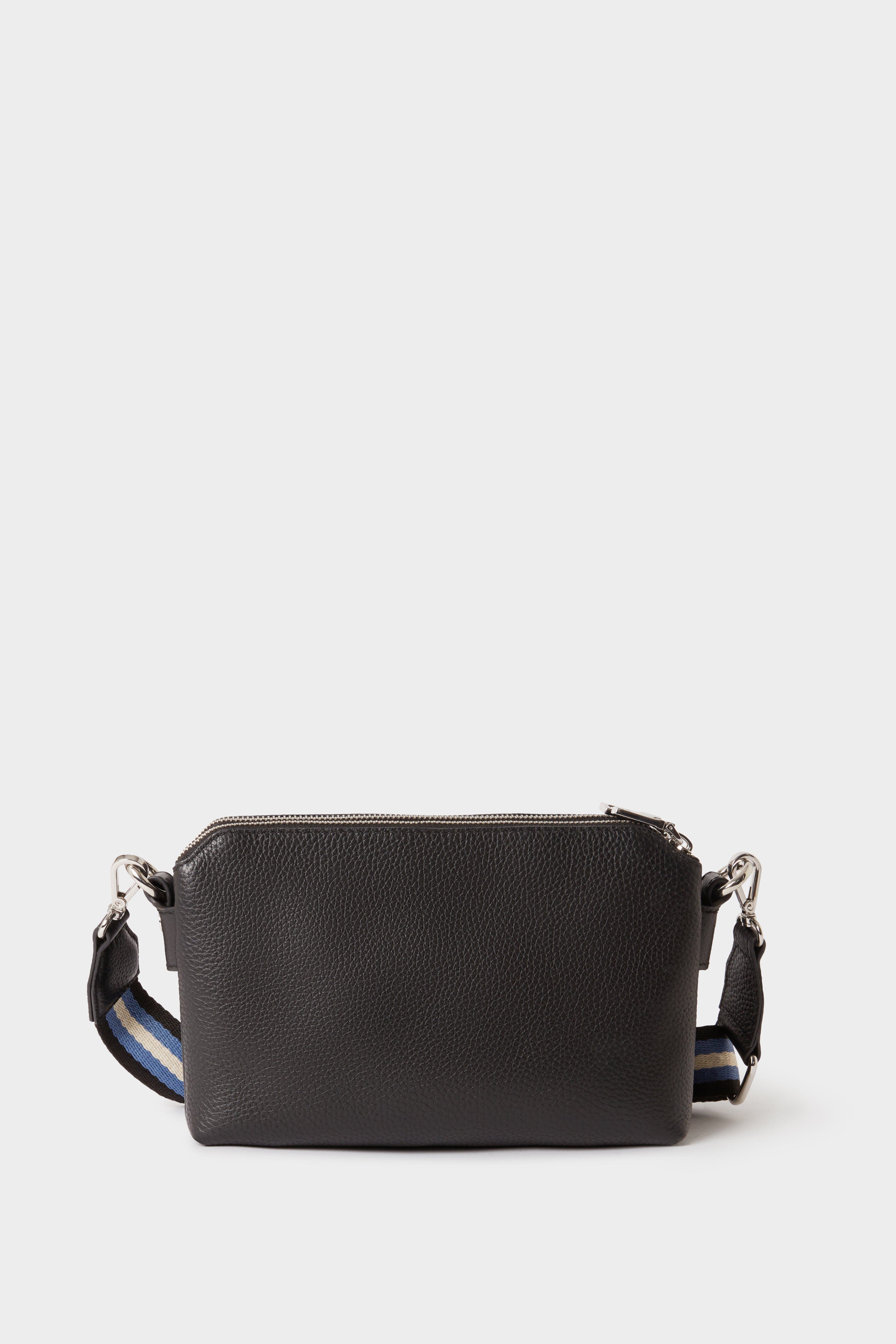 Osprey London The Stella Leather Crossbody Bag, Alternate, color, Black