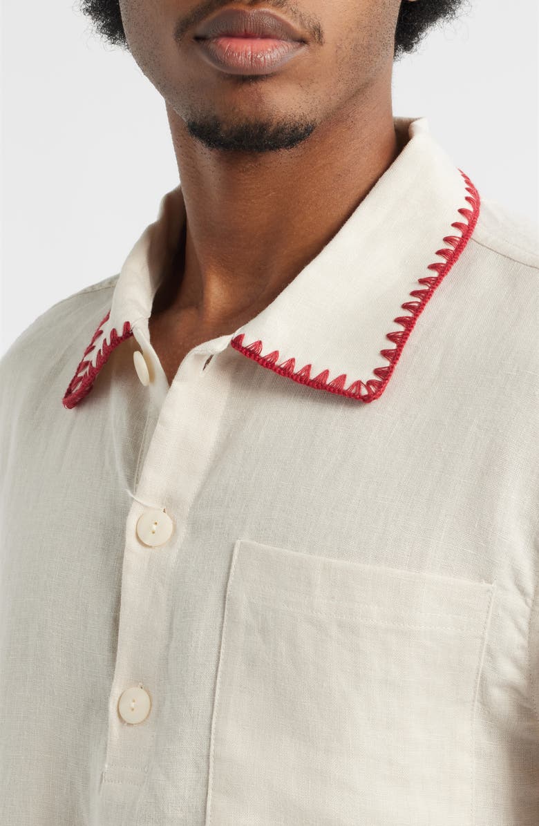 OAS Bronc Girona Short Sleeve Linen Button-Up Shirt, Alternate, color, Beige