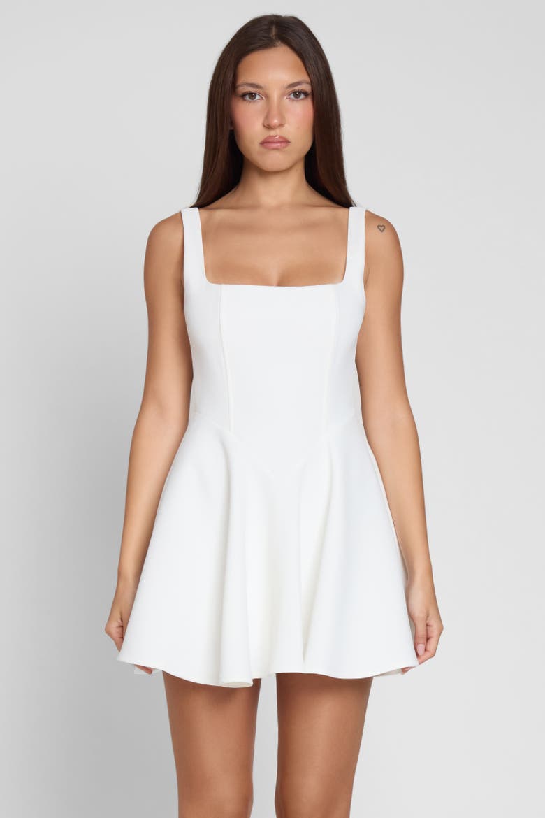 Sloane Square Neck Corset Mini Dress, Main, color, White