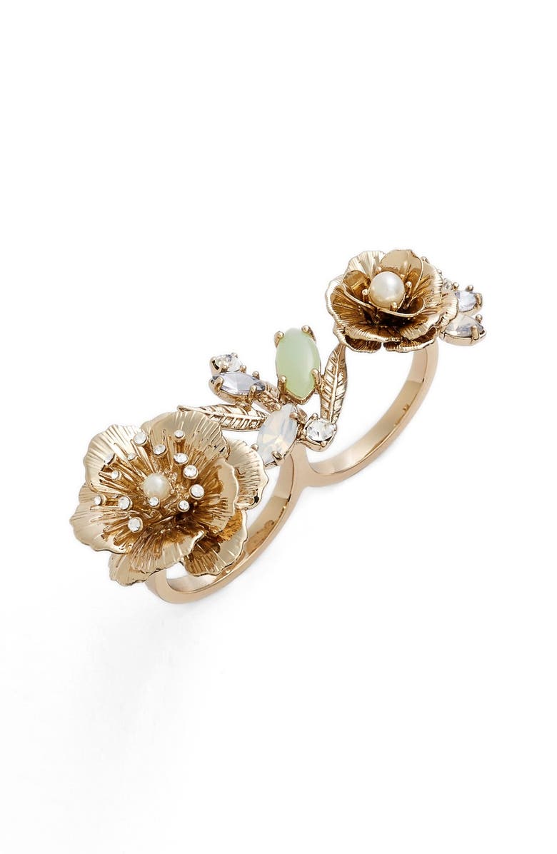 Marchesa Flower Two-Finger Ring, Main, color, 