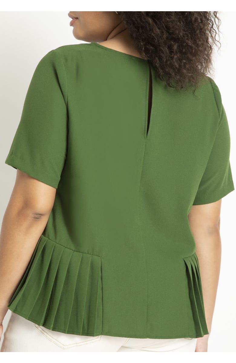 ELOQUII Pleated Hem Top, Alternate, color, Forest Elf
