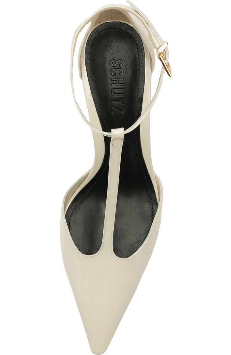 Schutz Allure Pointed Toe T-Strap Pump, Alternate, color, Sugar White