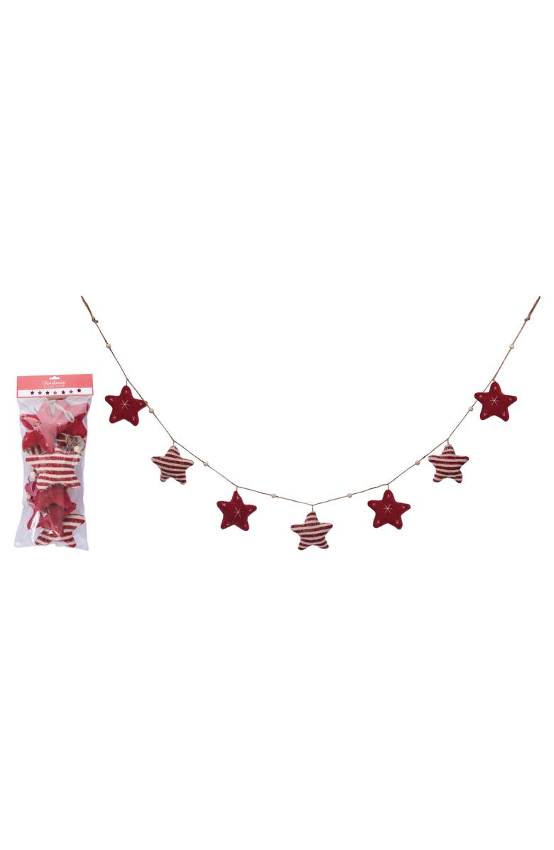 Transpac Multicolor Christmas Cottage Star Garland Plush Decorative Banner, Main, color, 