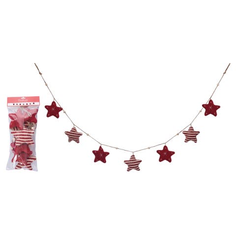 Multicolor Christmas Cottage Star Garland Plush Decorative Banner