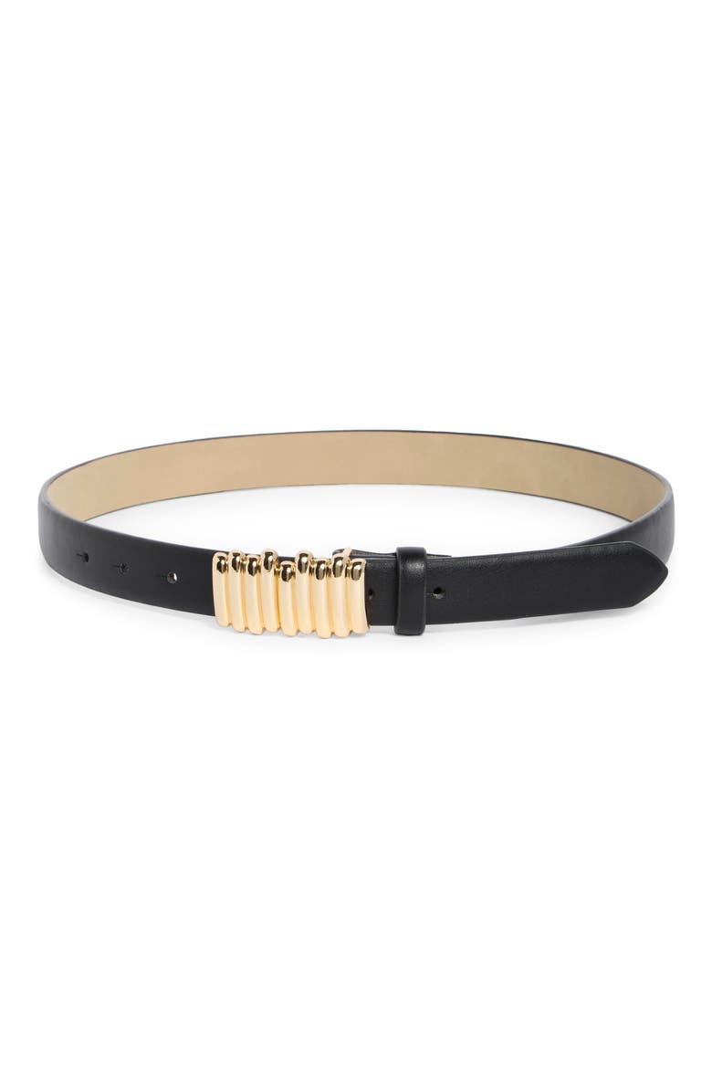 Ridged Plaque Belt, Main, color, BLACK-GOLD
