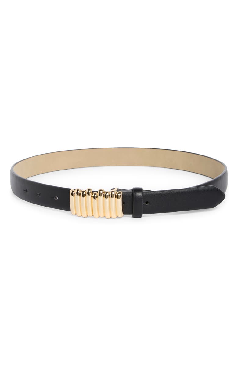 Steve Madden Ridged Plaque Belt, Main, color, Black-Gold
