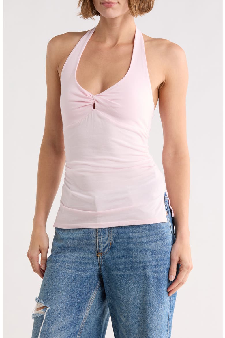Ruched Halter Top, Main, color, BALLET SLIPPER