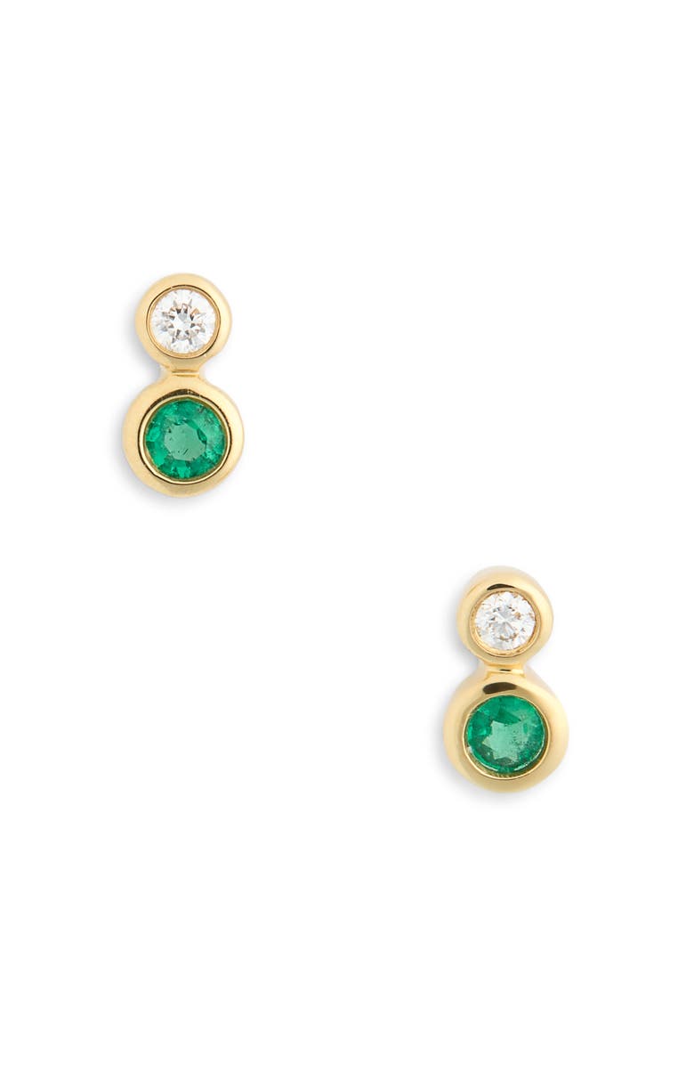 Bony Levy El Mar Stud Earrings, Main, color, 18K Yellow Gold - Emerald