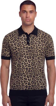 Lords of Harlech Leopard Mens Merino Silk Cashmere Polo