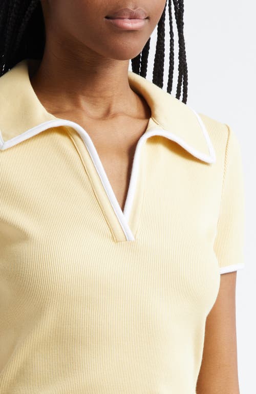 Veronica Beard Kearney Contrast Trim Rib Polo In Neutral