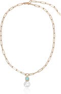 Ettika Reconstituted Turquoise and Imitation Pearl Pendant Necklace