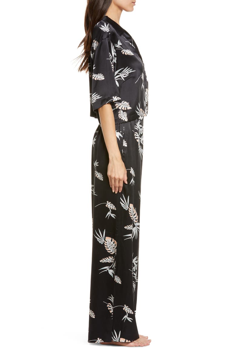 Washable High Waist Silk Pajamas, Alternate, color, IMMERSED BLACK PALM
