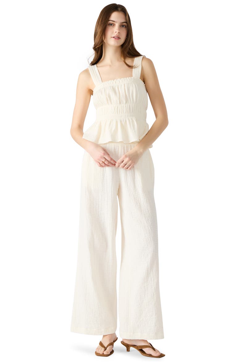 Gabrielle Shirred Peplum Tank, Alternate, color, IVORY