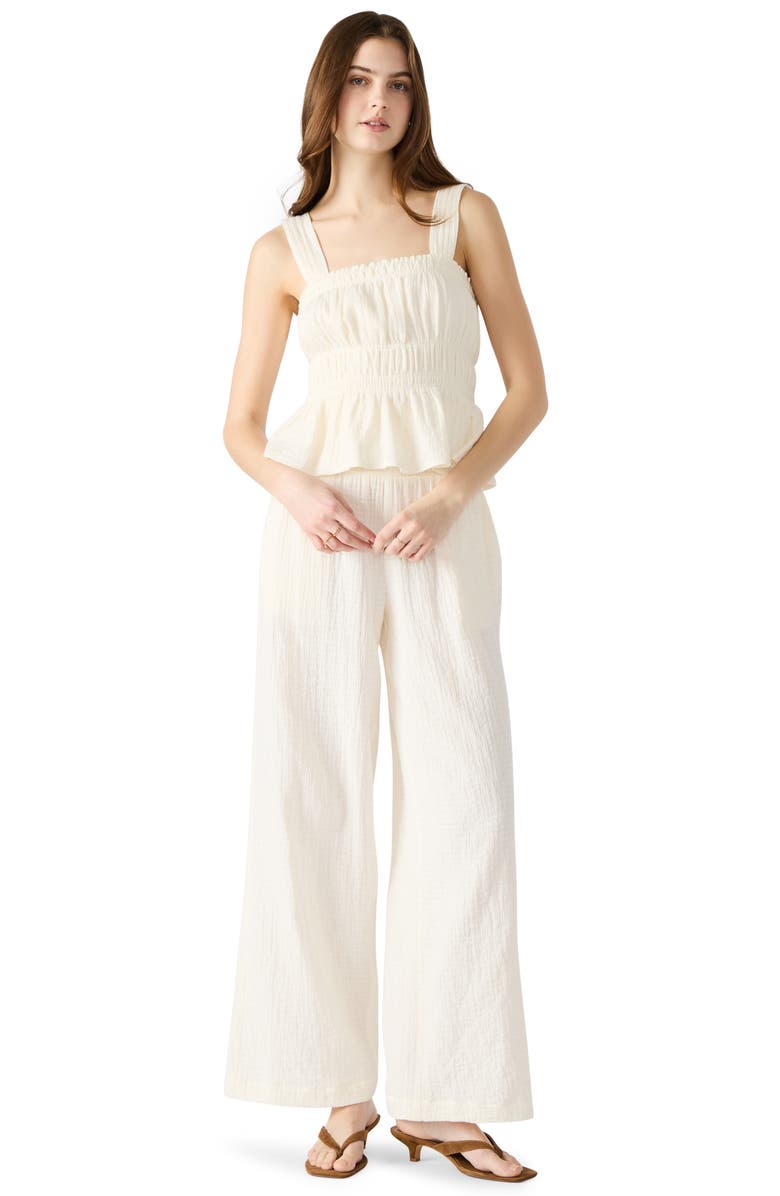 Steve Madden Gabrielle Shirred Peplum Tank, Alternate, color, Ivory