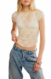 Free People Ready to Go Lace T-Shirt