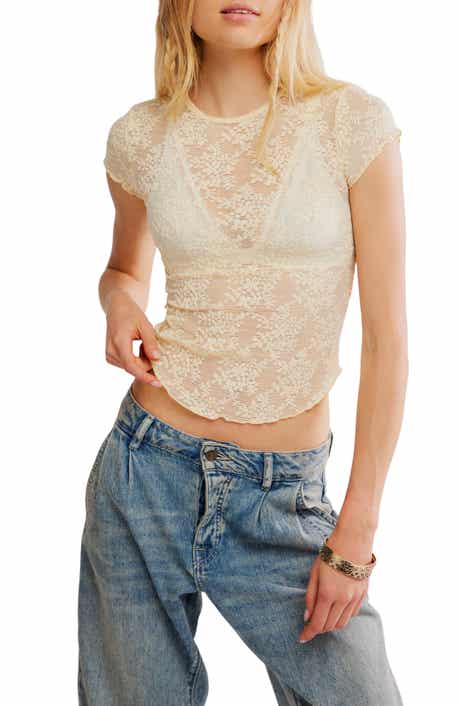Free People Ready to Go Lace T-Shirt