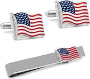 Cufflinks, Inc. American Flag Cuff Links & Tie Bar Set