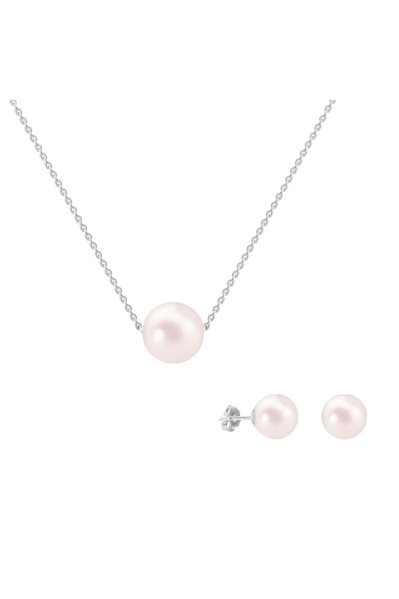 Sterling Silver Shell Pearl Jewelry Set, Main, color, Pink